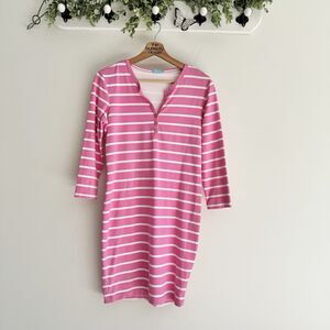 J. McLaughlin Lynn Henley Dress Pink Blazer Stripe Size Small Catalina Cloth